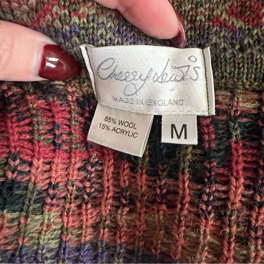 Cherry Lewis Wool Elegant Floral Knit Cardigan Multicolor Womens Medium - Picture 4 of 4